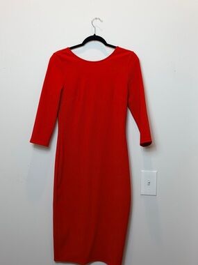 Express Red Long Sleeve Sheath Dress